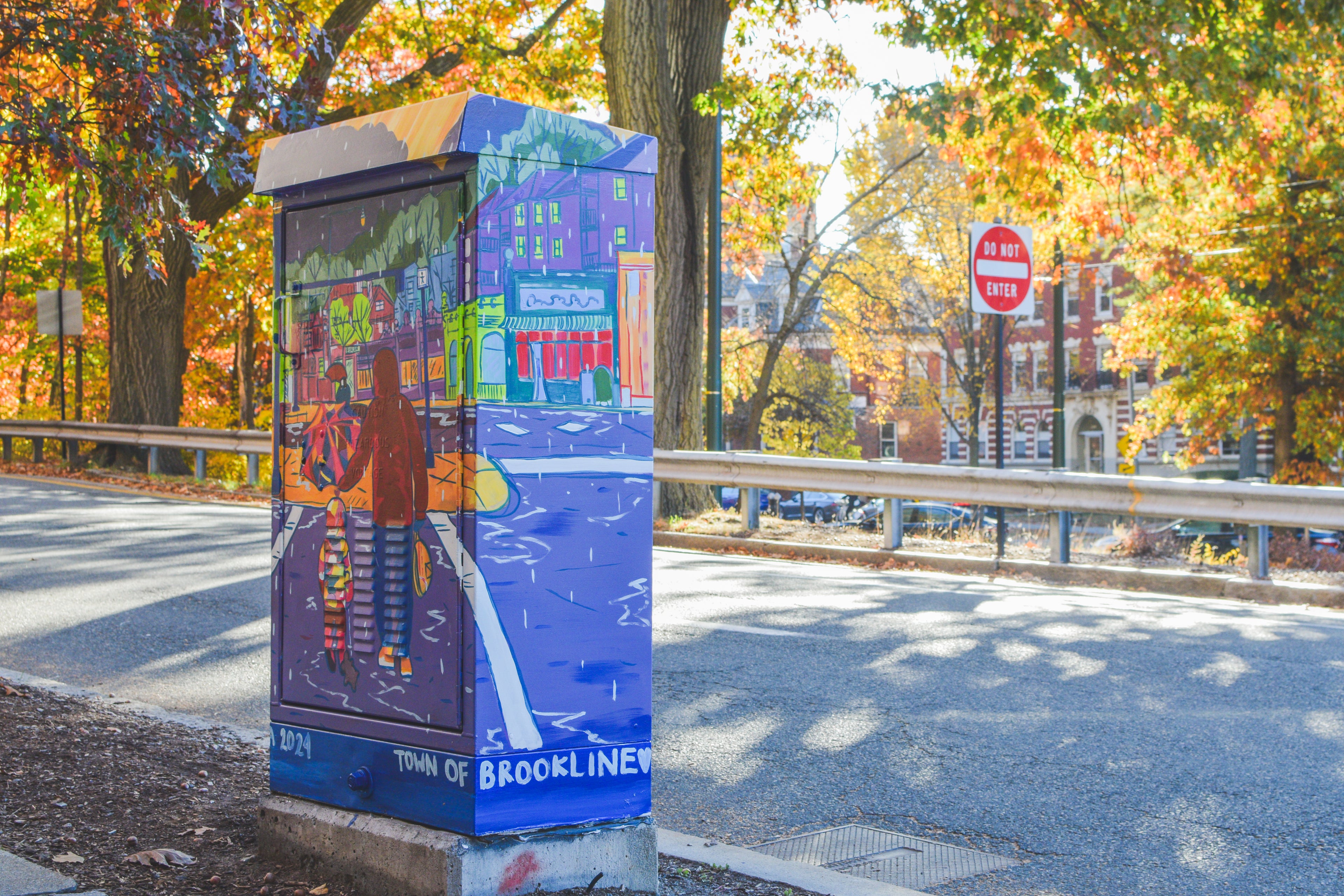 Mural on Utility Box at 1602 Beacon St. Brookline, MA 